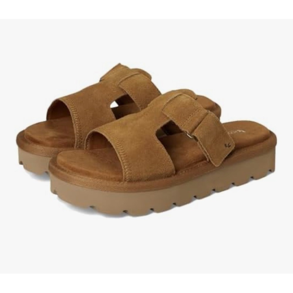 Koolaburra Tan Suede Platform Slide Sandals - Picture 10 of 13